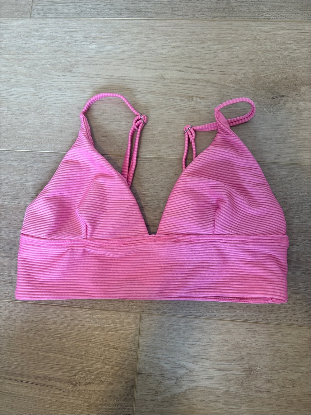 Aeropostale Pink Ribbed Triangle Bikini Top